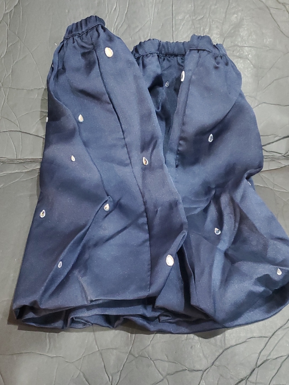 Ann Taylor Loft navy teardrop crystal embellished bubble hem mini skirt sizw L